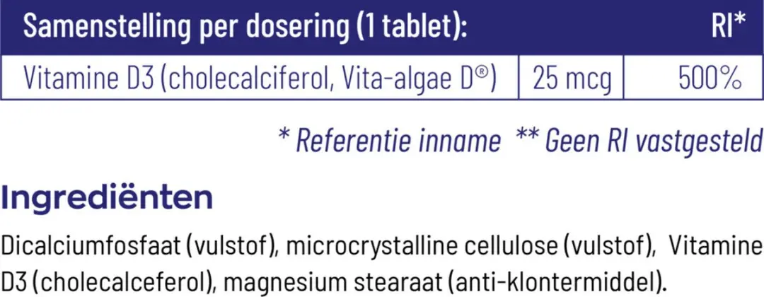 Vitakruid Vitamine D3 25 mcg Vegan - 120 tabletten