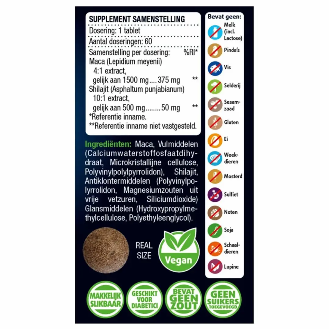 Lucovitaal Maca & Shilajit Puur - 120 tabletten