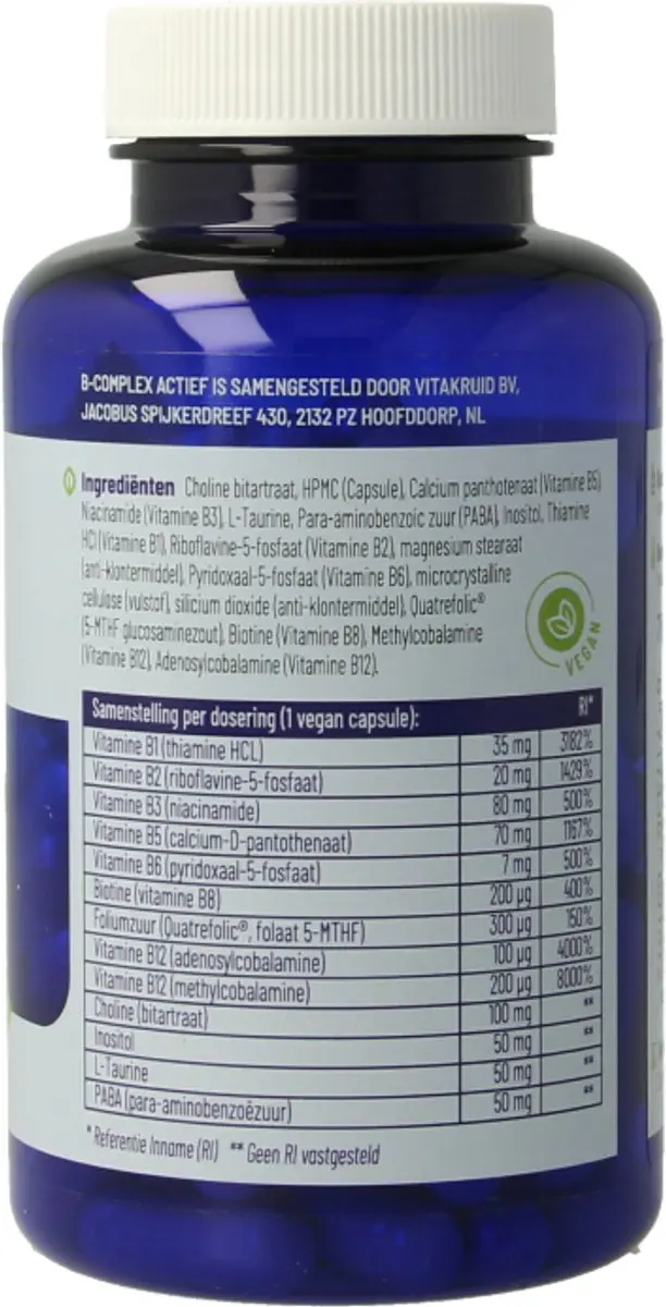Vitakruid B-Complex Actief 90 Vegacapsules - afbeelding 6 van 6