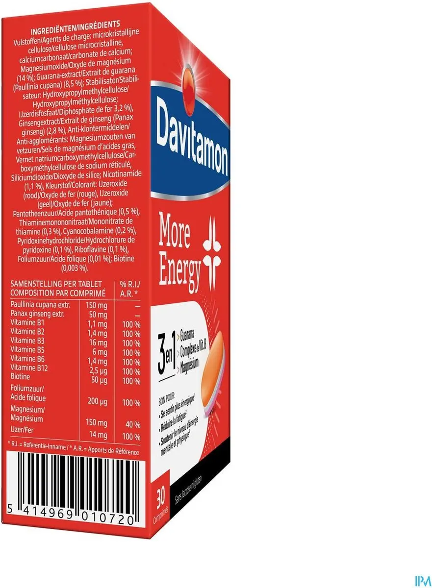 Davitamon More Energy 3-in-1 30 Tabletten - 72g