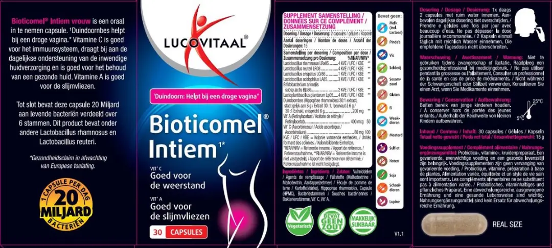 Lucovitaal Bioticomel Intiem - 30 Capsules