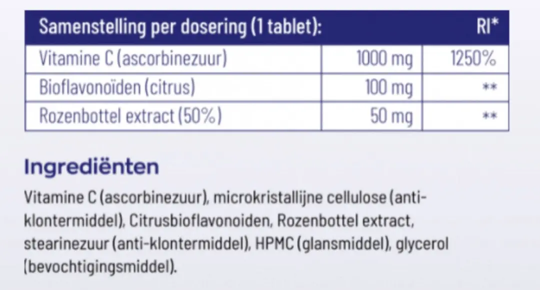 Vitakruid Vitamine C 1000mg - 100 Tabletten
