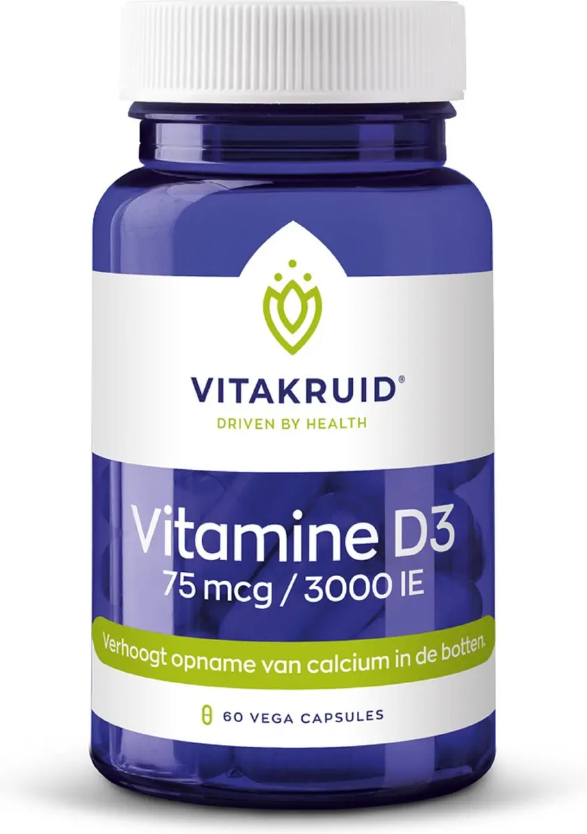 Vitakruid Vitamine D3 3000 IE 60 Vegacapsules
