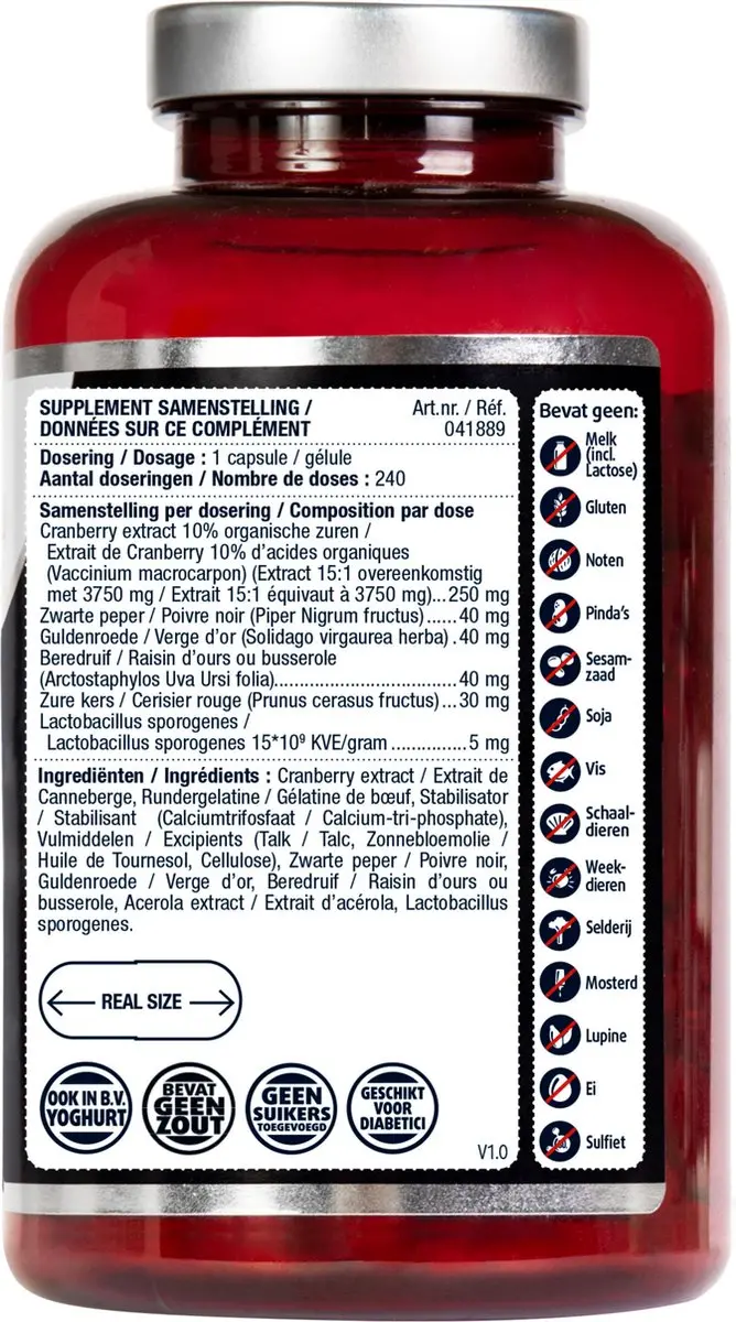 Lucovitaal Cranberry+ Extra Forte Voedingssupplement 240 Capsules