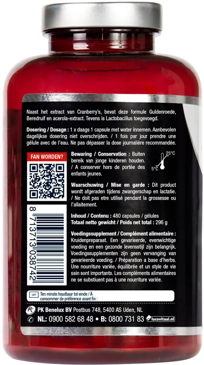 Lucovitaal Cranberry X-tra 960 capsules - 2x480