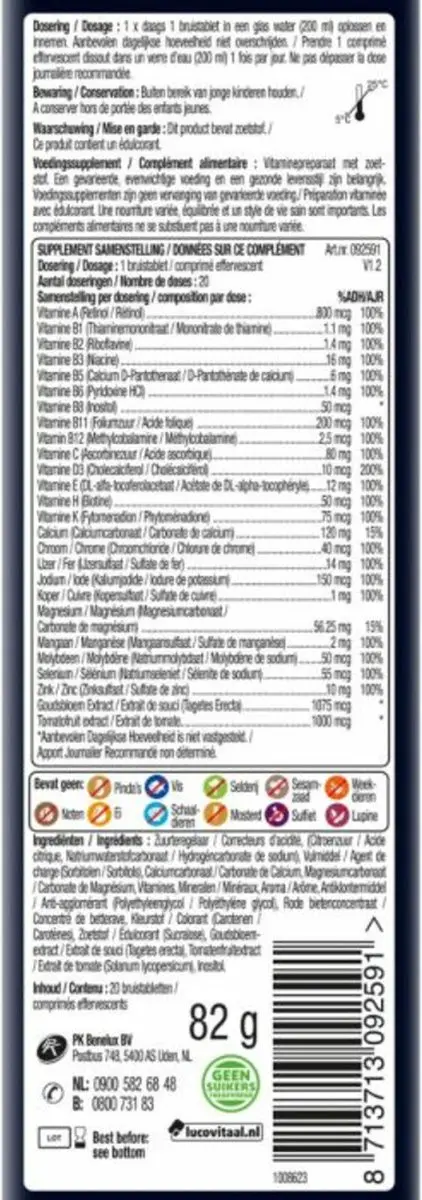 Lucovitaal Multi 50+ Bruistabletten Mangosmaak - 20 Stuks