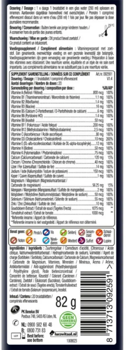 Lucovitaal Multi 50+ Bruistabletten Mangosmaak - 20 Stuks