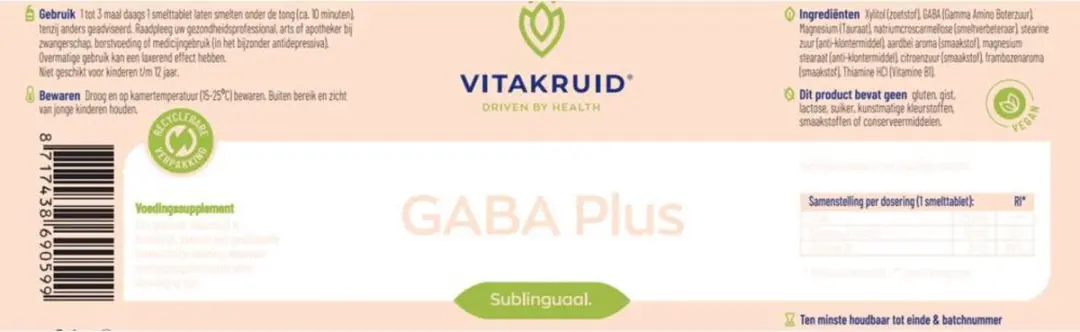 Vitakruid GABA Plus Smelttabletten 180 Stuks