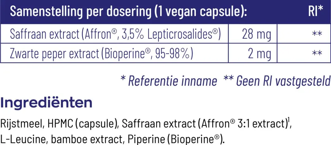 Vitakruid Saffraan & Bioperine 60 Vegancapsules - afbeelding 6 van 6