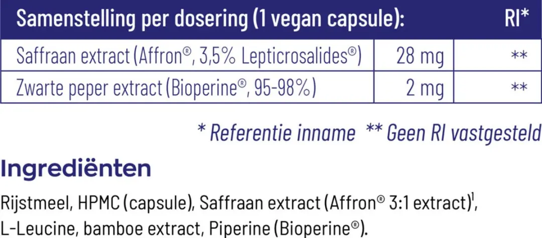 Vitakruid Saffraan & Bioperine 60 Vegancapsules