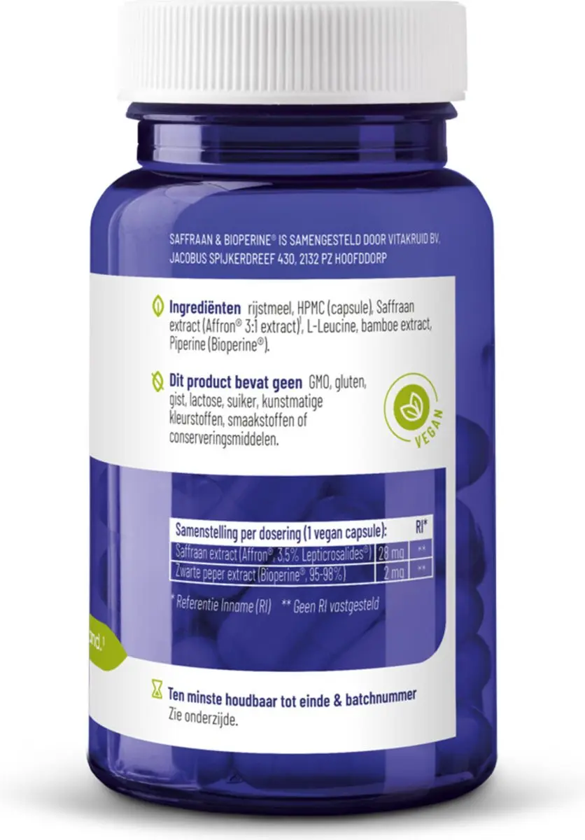 Vitakruid Saffraan & Bioperine 60 Vegancapsules