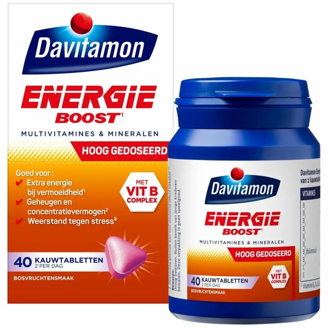 Davitamon Energie Boost Bosvruchten Kauwtabletten - 80g