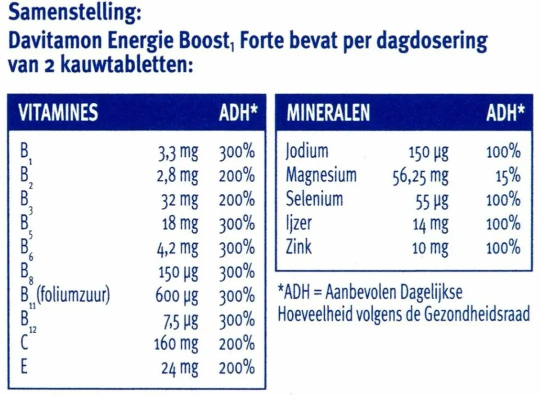 Davitamon Energie Boost Bosvruchten Kauwtabletten - 80g
