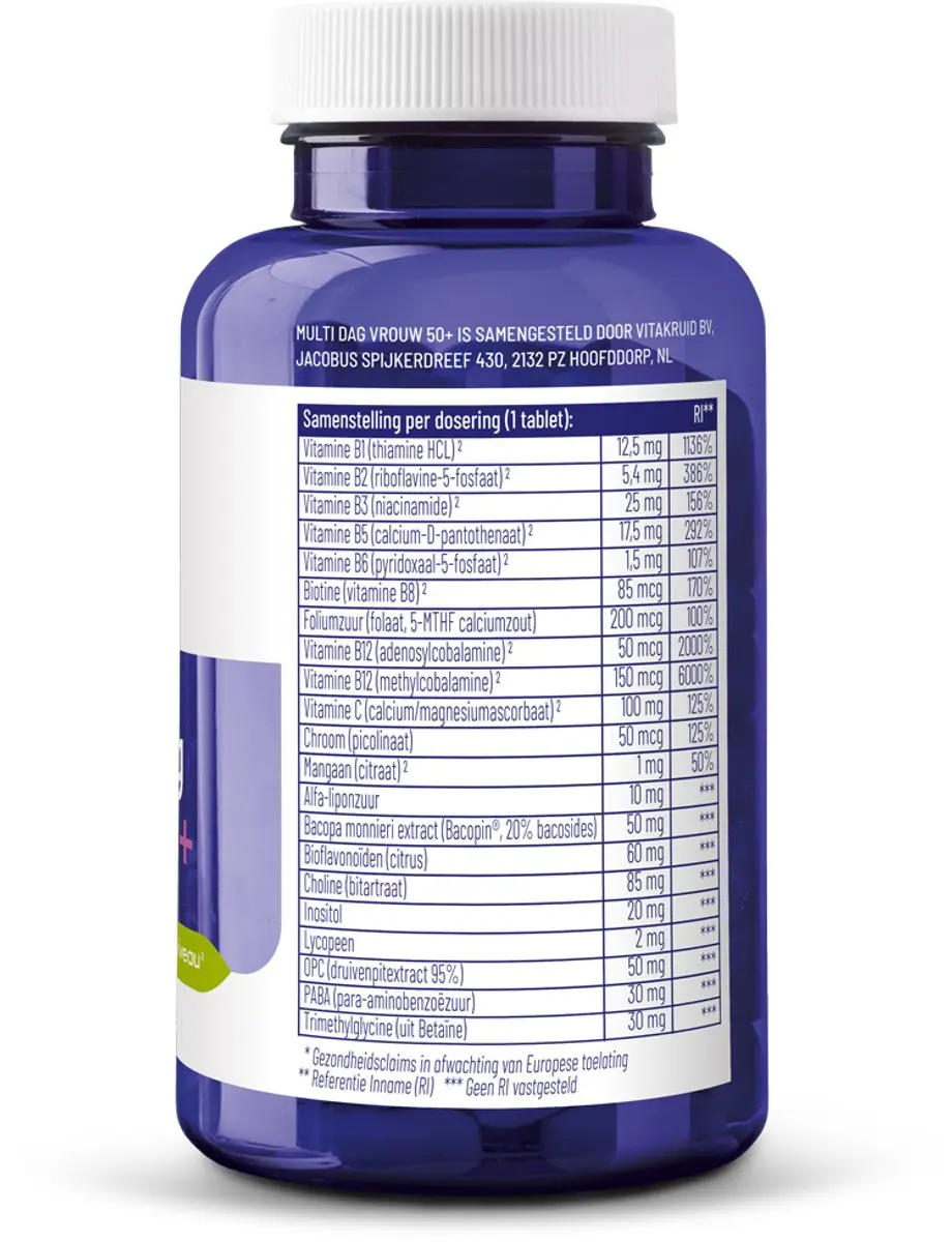Vitakruid Multi Dag Vrouw 50+ - 90 tabletten