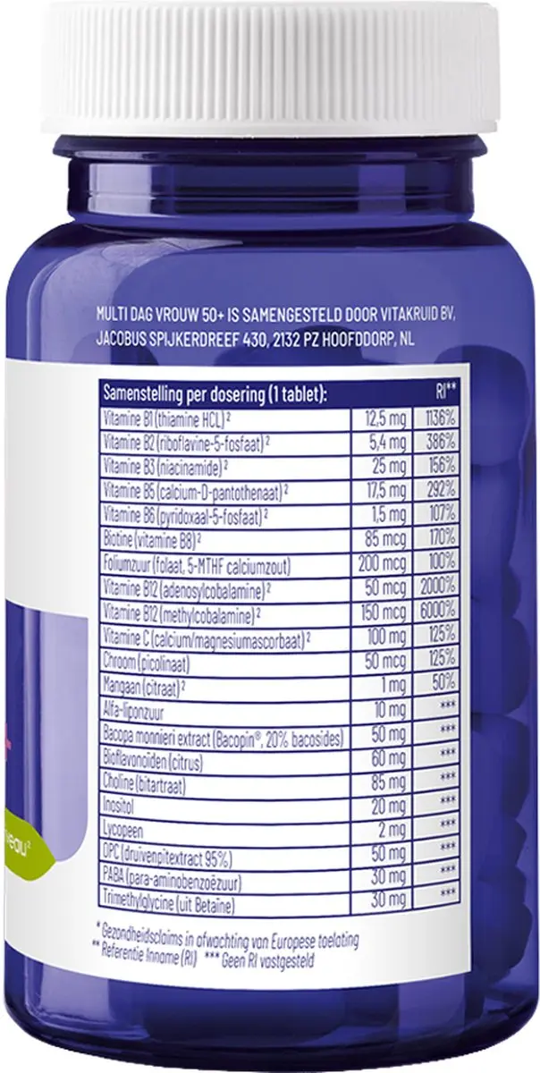 Vitakruid Multi Dag Vrouw 50+ - 90 tabletten
