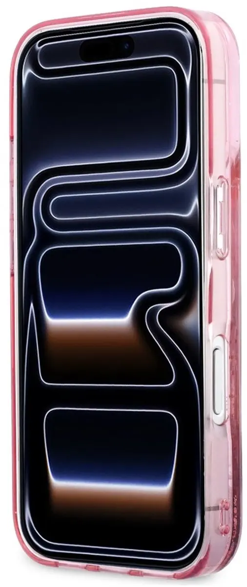 Karl Lagerfeld Liquid Glitter Karl Script Hoesje iPhone 17 Pro - Roze - KLHCP17LCGLPK