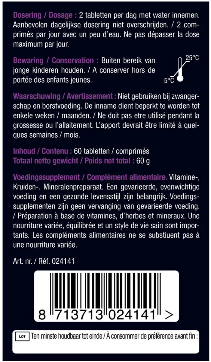 Lucovitaal Huid Haar Nagels Biotine 60 Tabletten