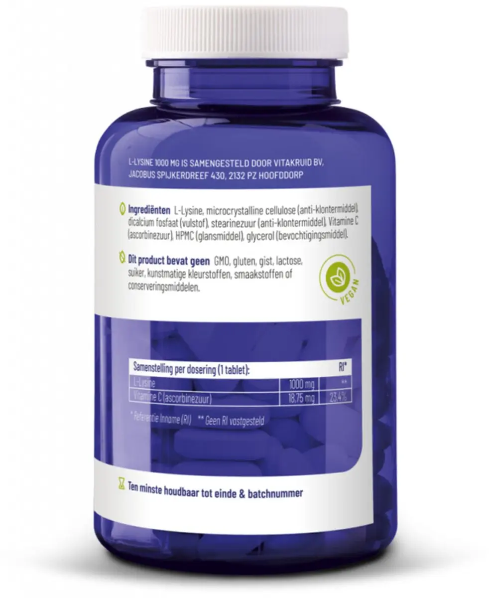 Vitakruid L-Lysine 1000mg - 180 Tabletten