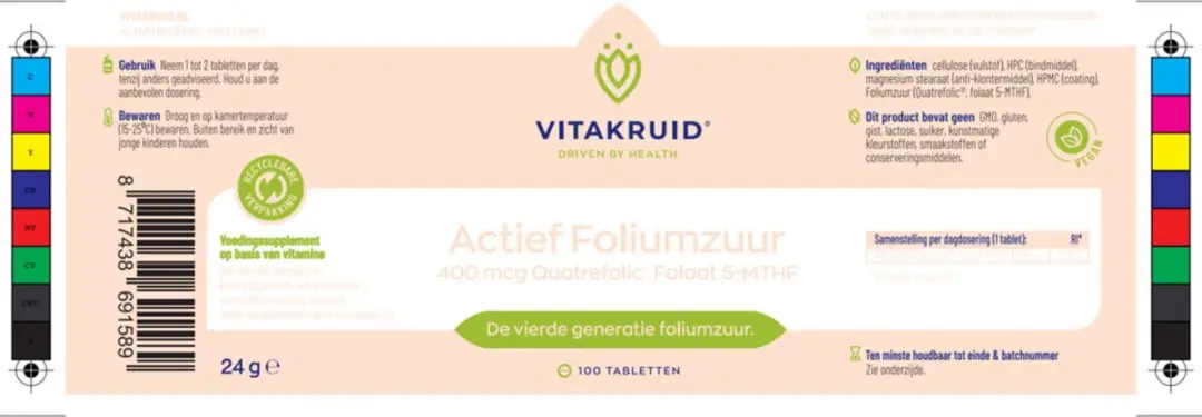 Vitakruid Actief Foliumzuur 400mcg - 90 Tabletten