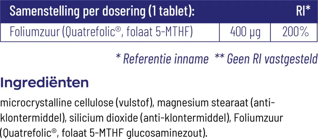 Vitakruid Actief Foliumzuur 400mcg - 90 Tabletten