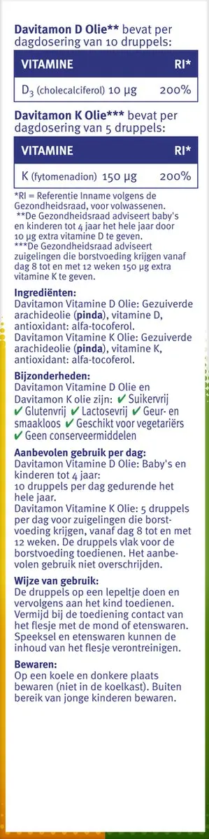 Davitamon Baby Vitamine D3 & K Olie - 25ml + 10ml