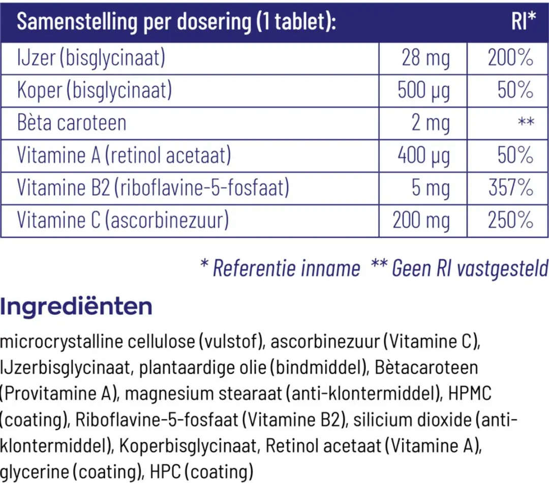 VitaKruid IJzer Bisglycinaat Complex 90 Tabletten