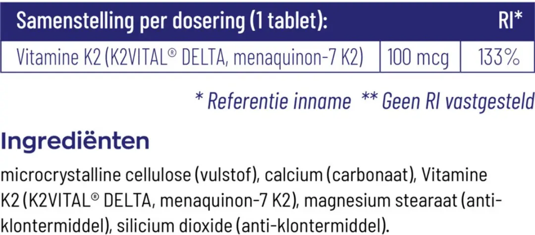 Vitakruid Vitamine K2 100 Mcg - 120 tabletten