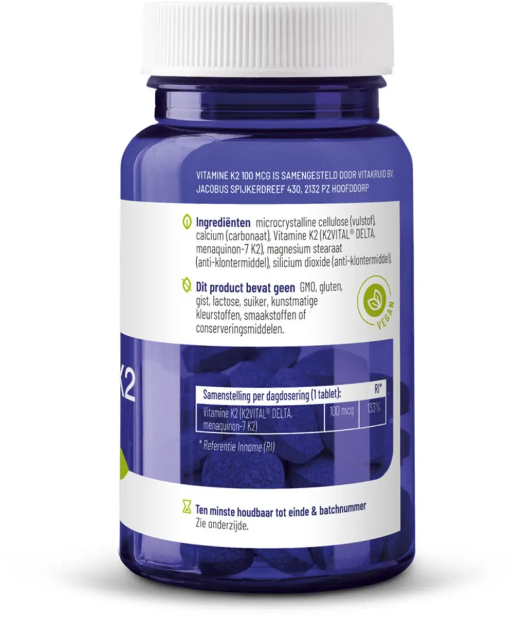 Vitakruid Vitamine K2 100 Mcg - 120 tabletten