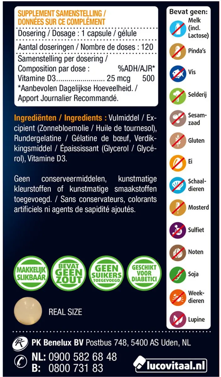 Lucovitaal Vitamine D3 25mcg - 360 capsules