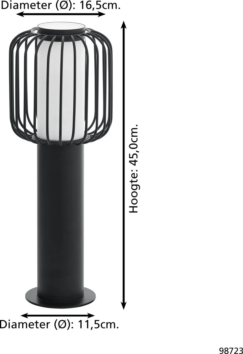 Eglo Ravello Sokkellamp E27 45cm - Zwart - afbeelding 6 van 6