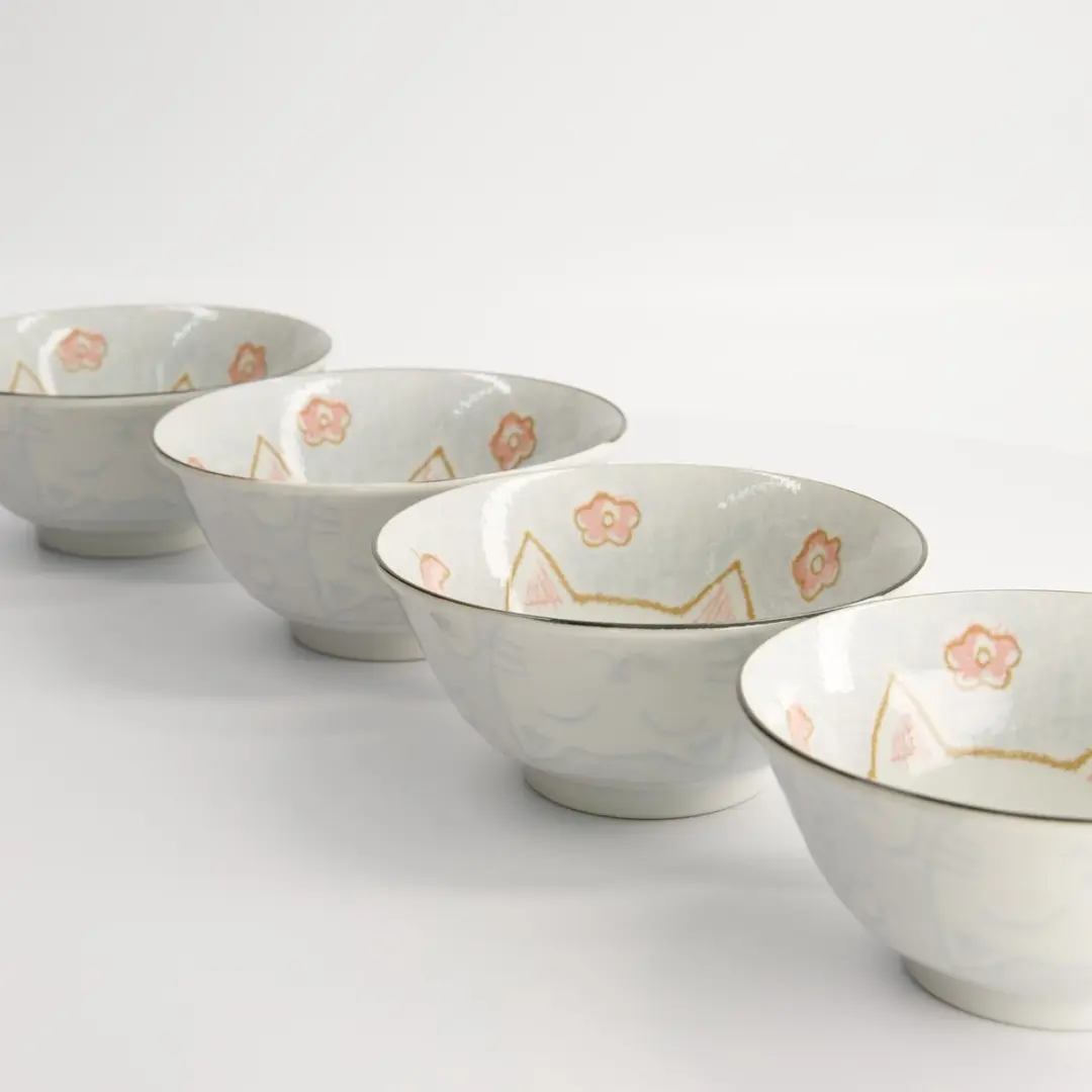 Tokyo Design Studio Mixed Bowls Luckycat - 4 Stuks - Blauw - afbeelding 2 van 5