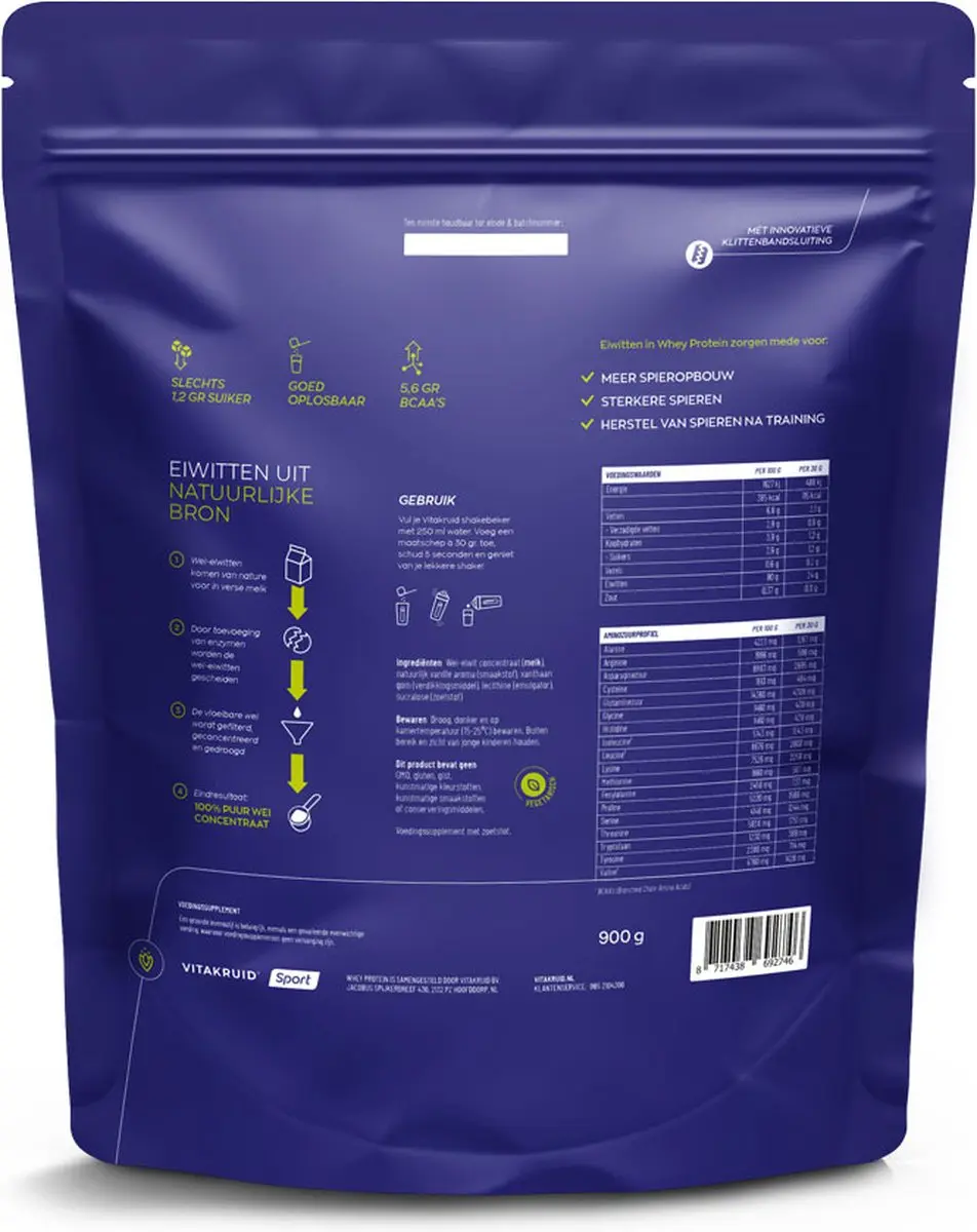 Vitakruid Whey Protein Concentrate Vanille 900g
