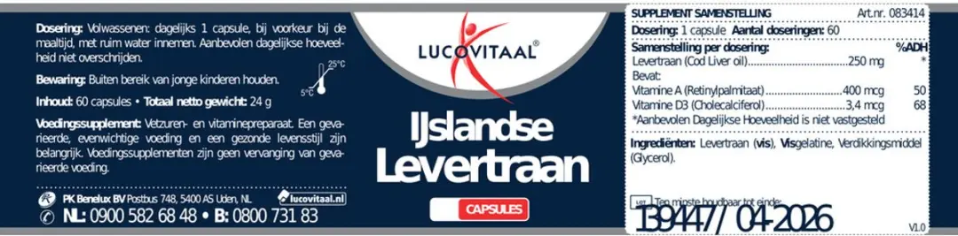 Lucovitaal IJslandse Levertraan 60 Capsules