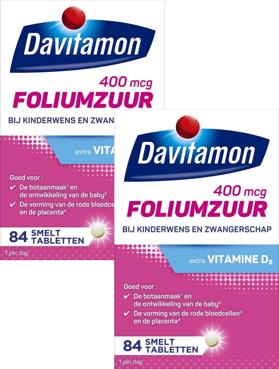Davitamon Foliumzuur Vitamine D3 168 Stuks (2x84)