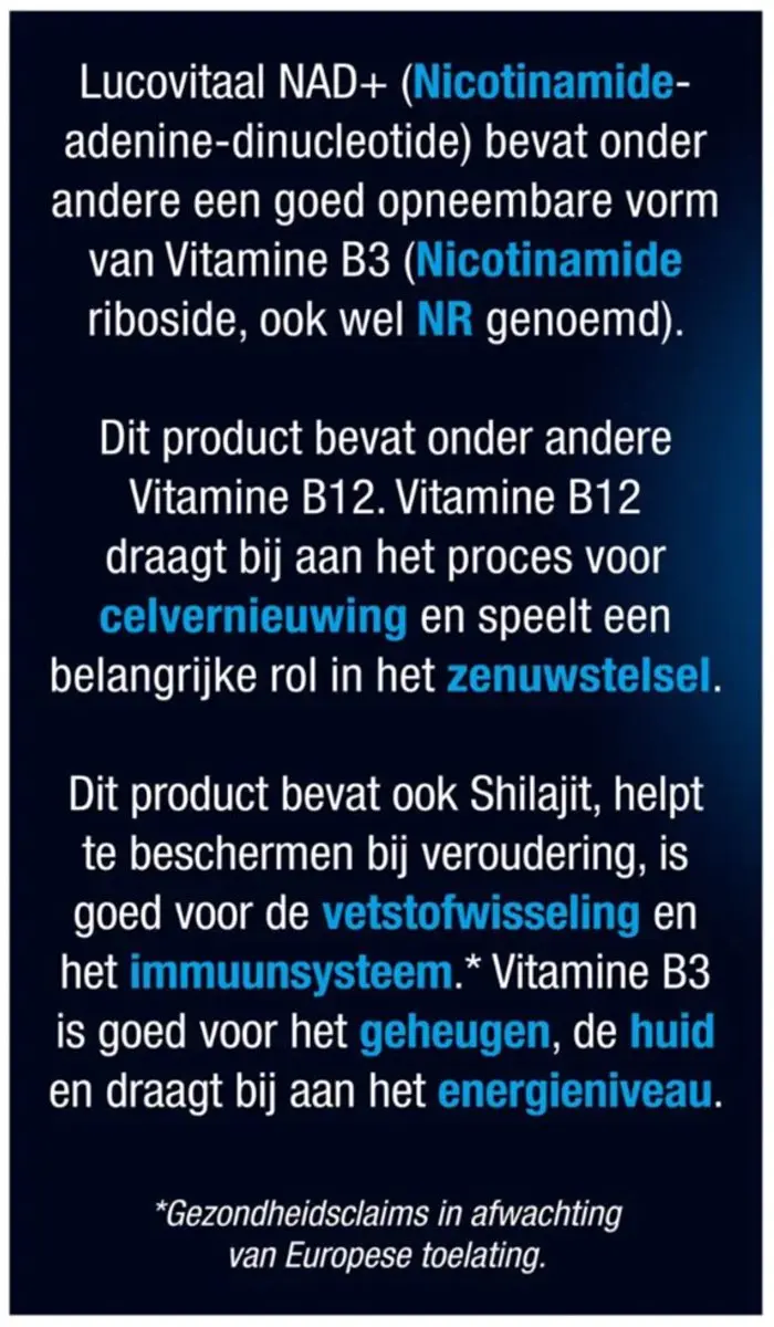 Lucovitaal NAD+ Capsules - 60 Stuks