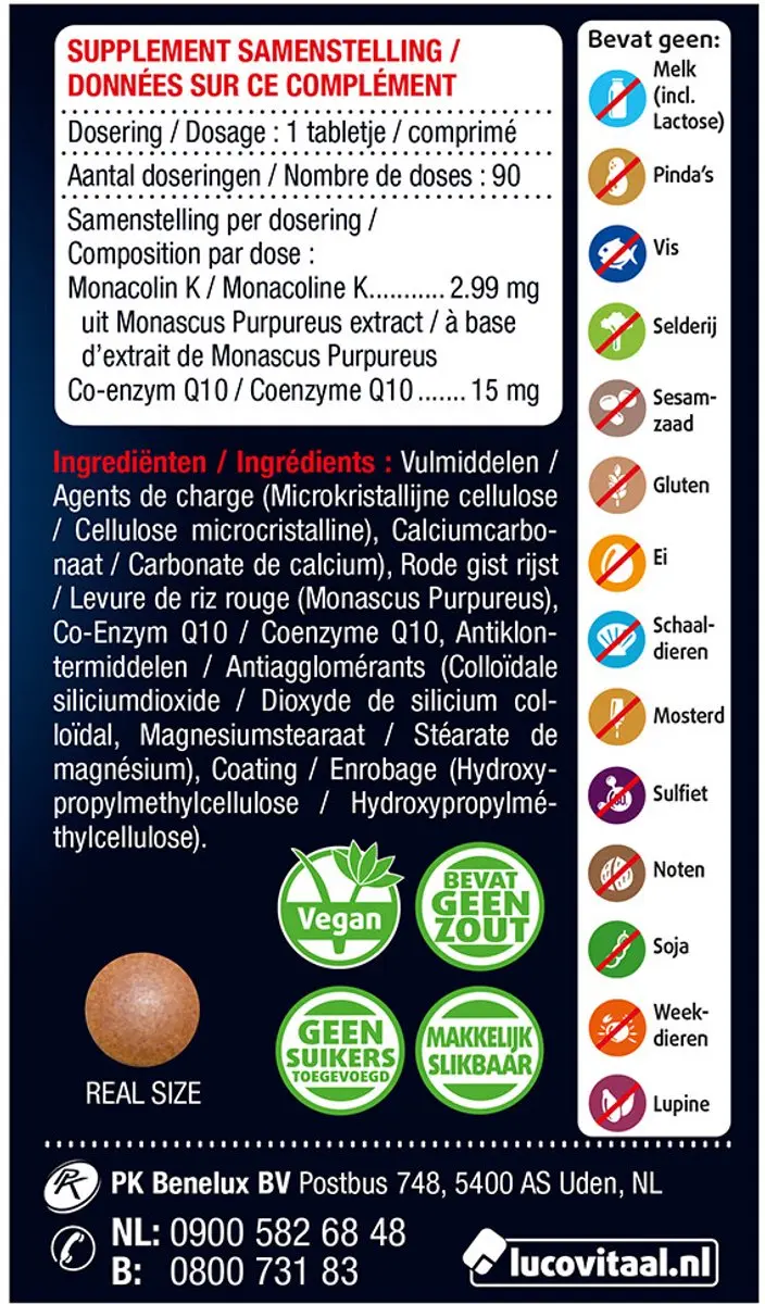Lucovitaal Rode Gist Rijst & Q10 180g - 2x90 Tabletten