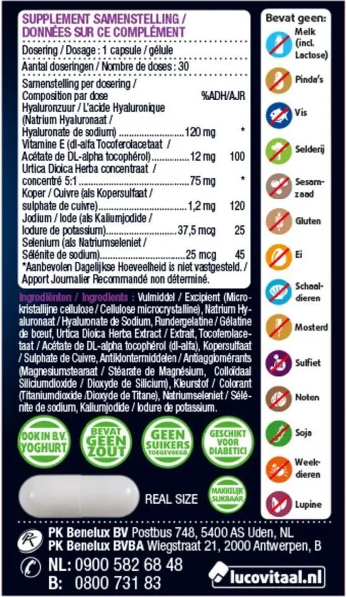 Lucovitaal Hyaluronzuur 120mg One A Day - 90 Capsules