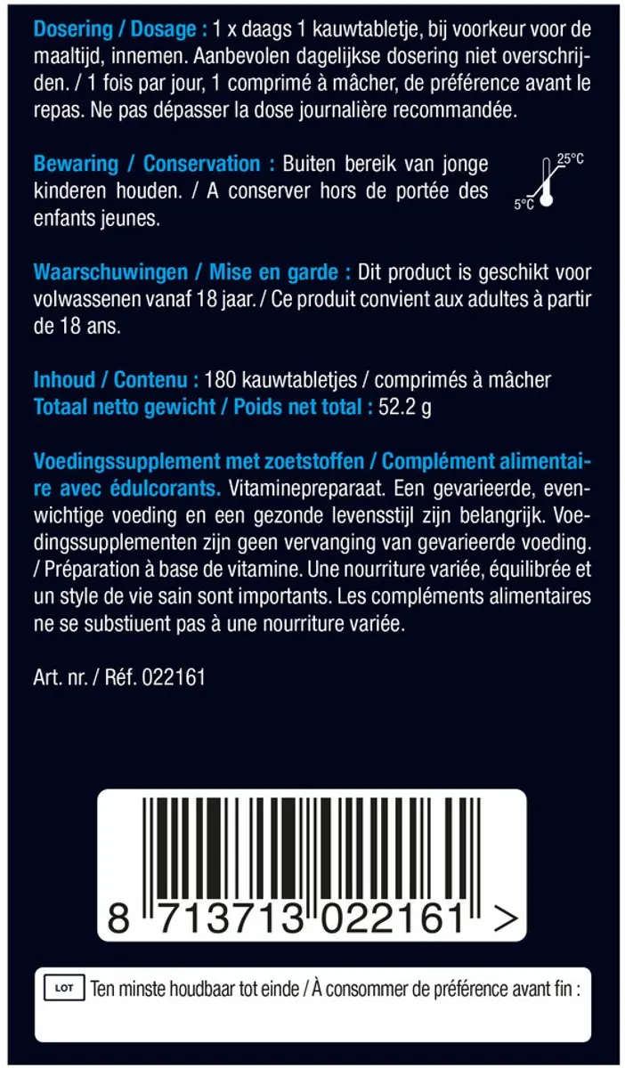 Lucovitaal Vitamine B12 1000mcg Kauwtabletten - 180 Stuks
