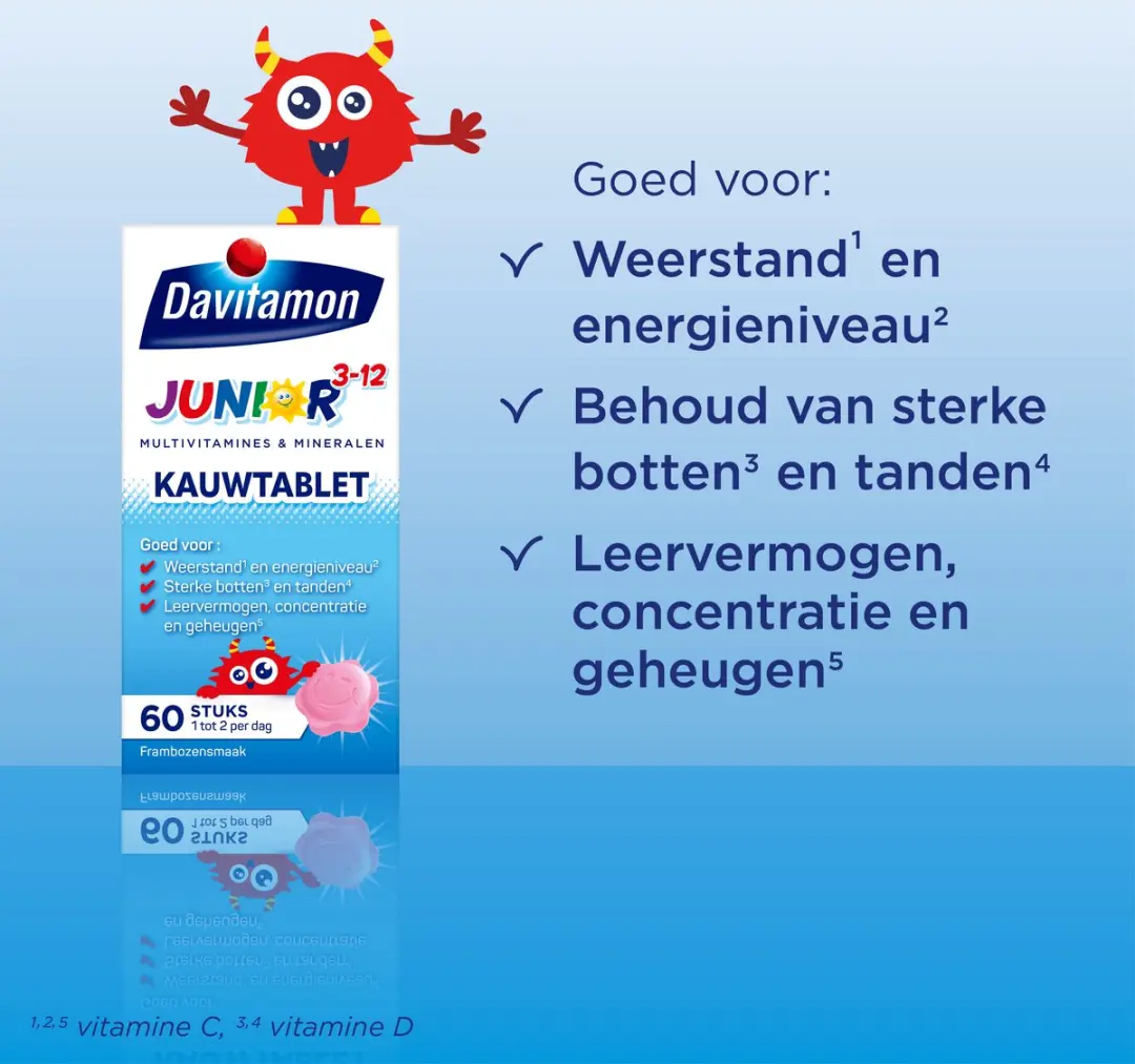 Davitamon Junior 3+ Kauwvitamines Framboos 60 Stuks