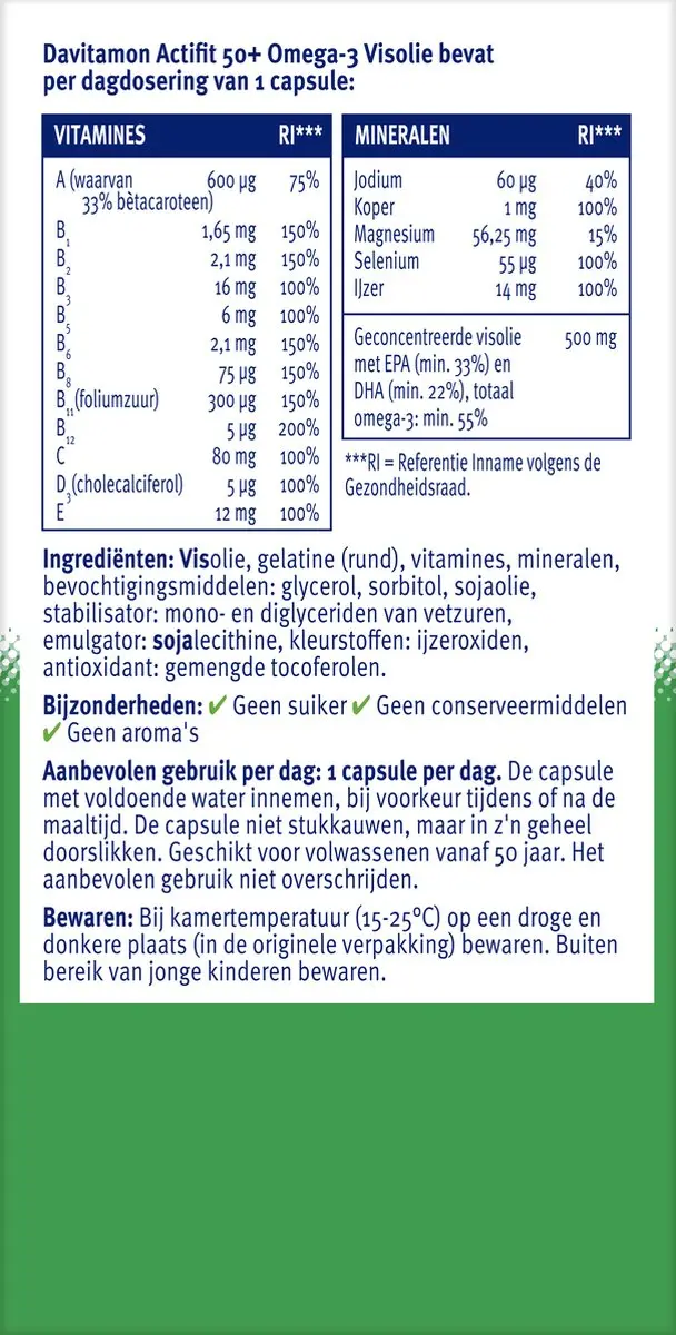Davitamon Actifit 50+ Omega3 Multivitamine - 150 Capsules