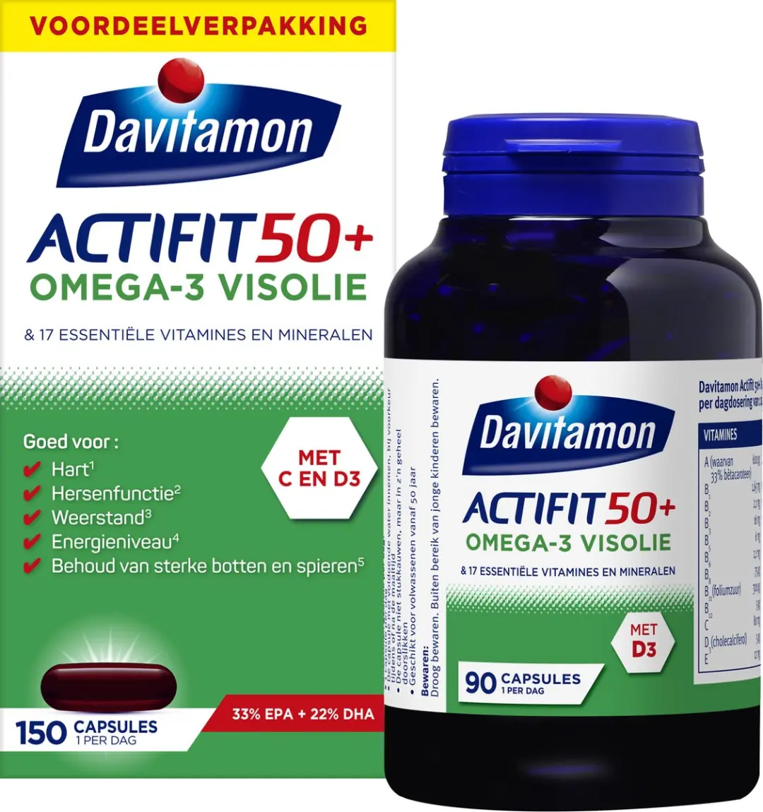 Davitamon Actifit 50+ Omega3 Multivitamine - 150 Capsules