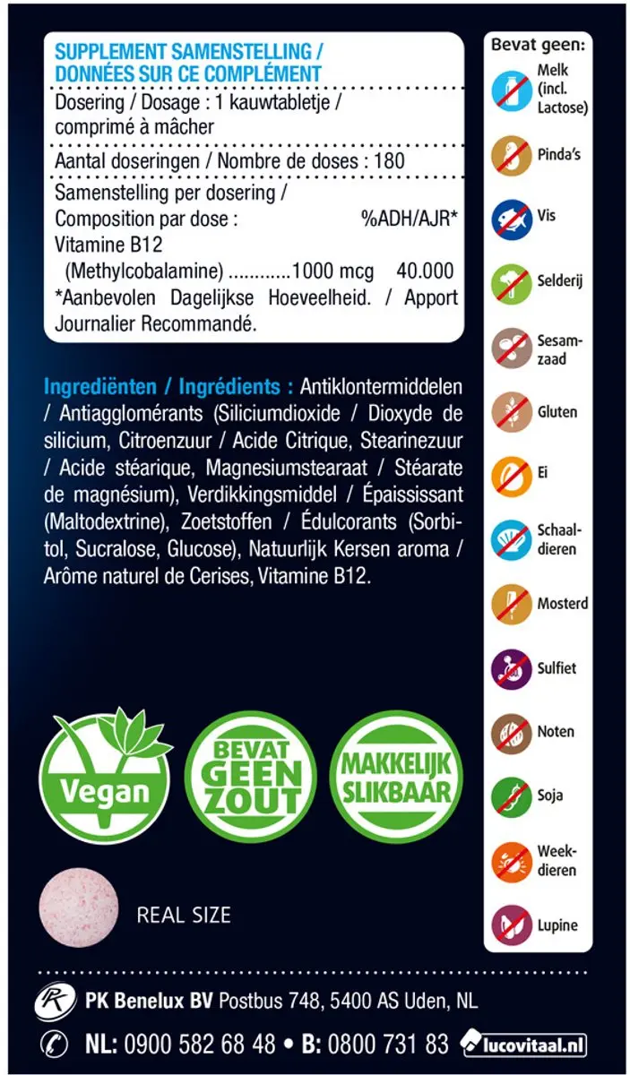 Lucovitaal Vitamine B12 1000mcg Kauwtabletten - 360g