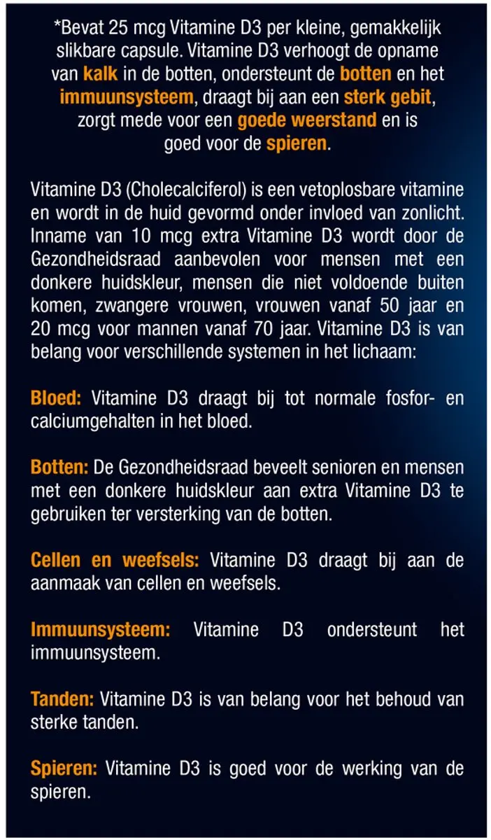 Lucovitaal Vitamine D3 25 µg - 365 Capsules