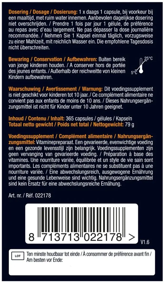 Lucovitaal Vitamine D3 25 µg - 365 Capsules