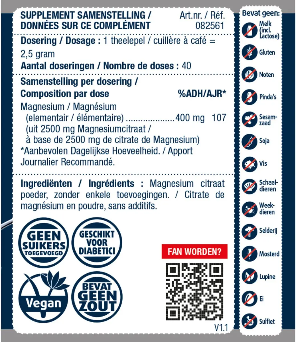 Lucovitaal Magnesium Citraat 400mg Poeder 100g