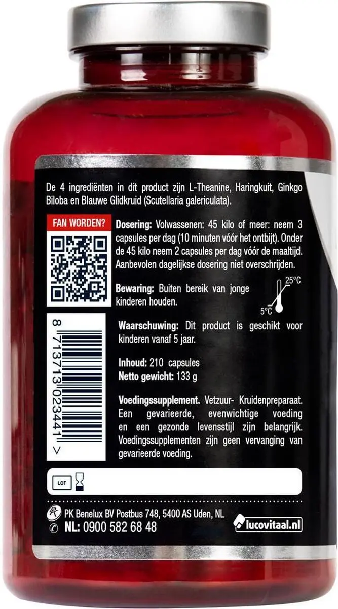 Lucovitaal L-Theanine Omega 3 Voedingssupplement 210 Capsules