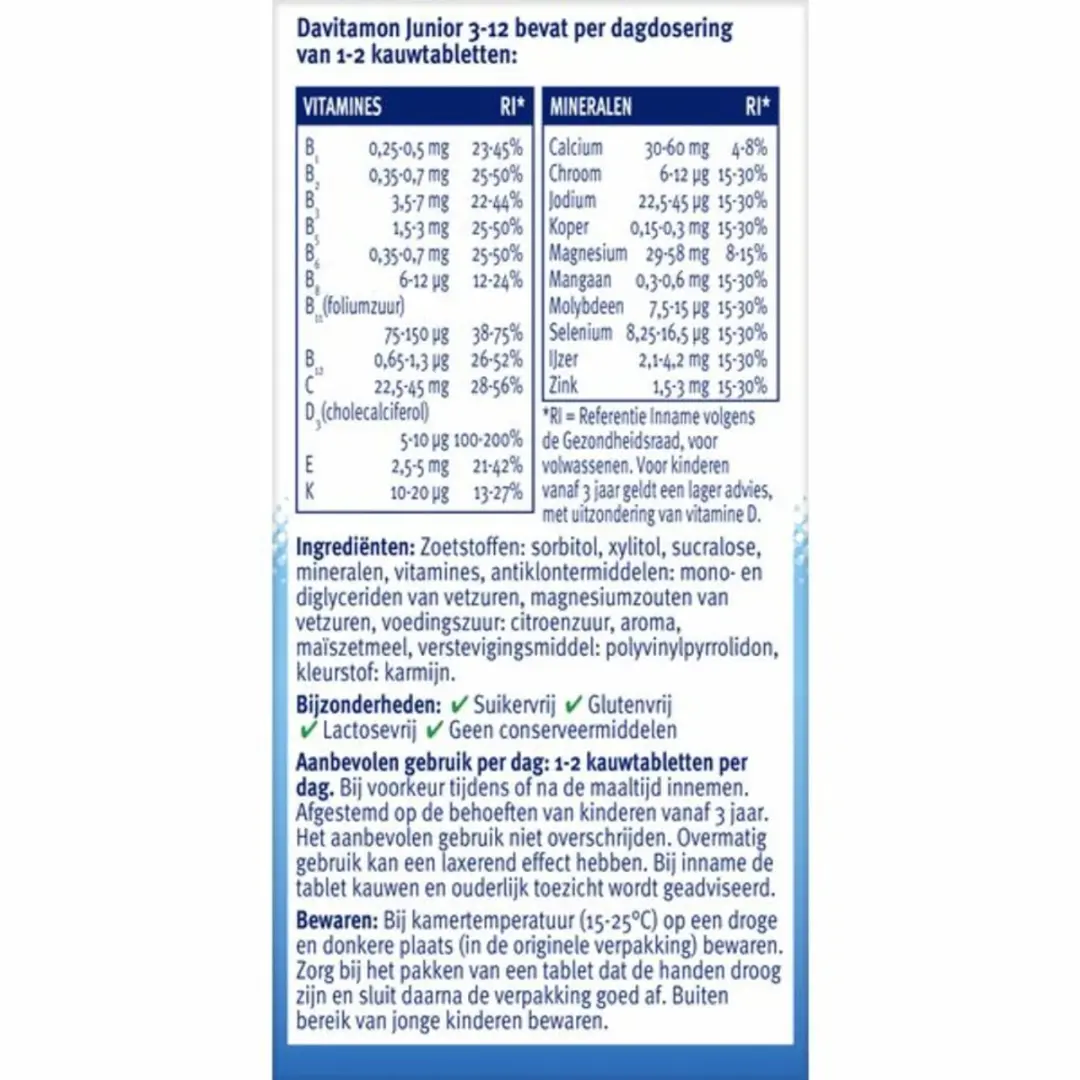 Davitamon Junior 3+ Kauwtabletten Framboos - 20 Stuks