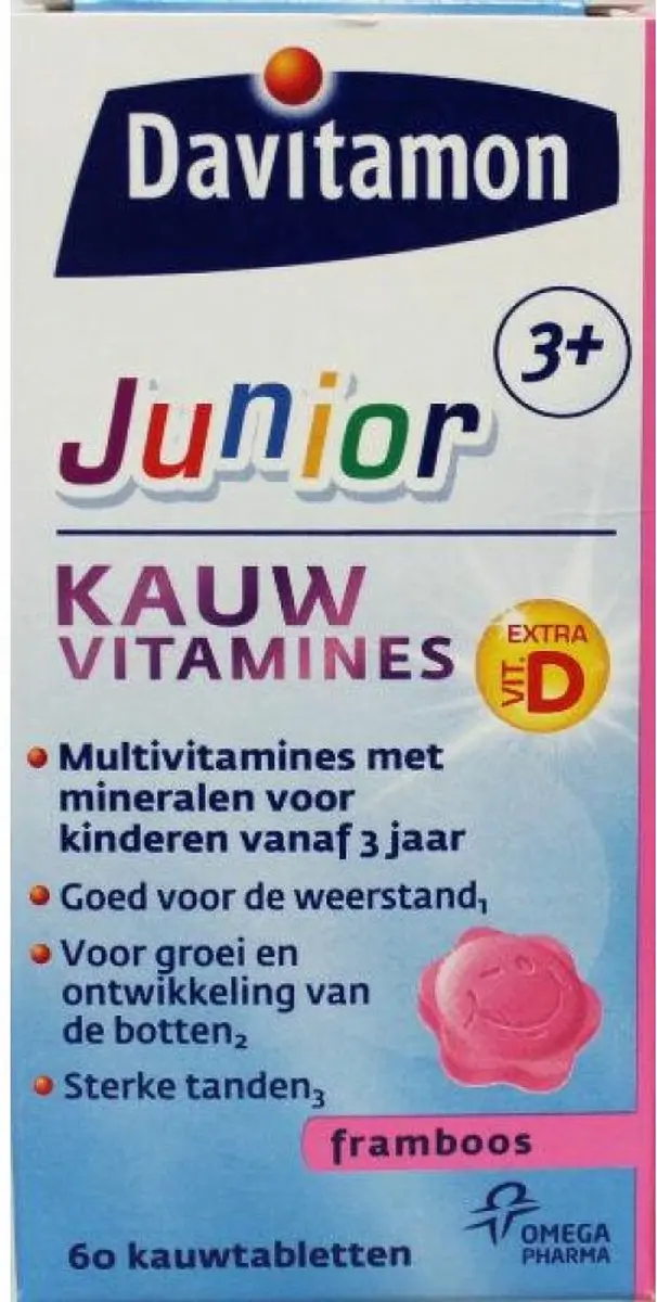 Davitamon Junior 3+ Kauwtabletten Framboos - 20 Stuks