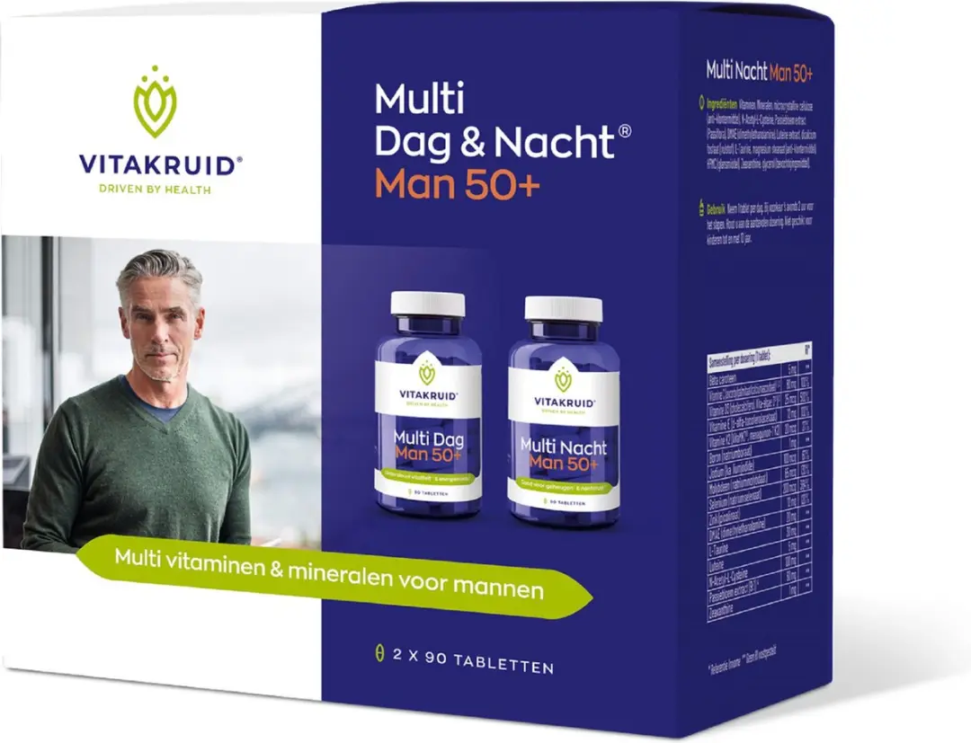 Vitakruid Multi Dag & Nacht Man 50+ 180 Tabletten