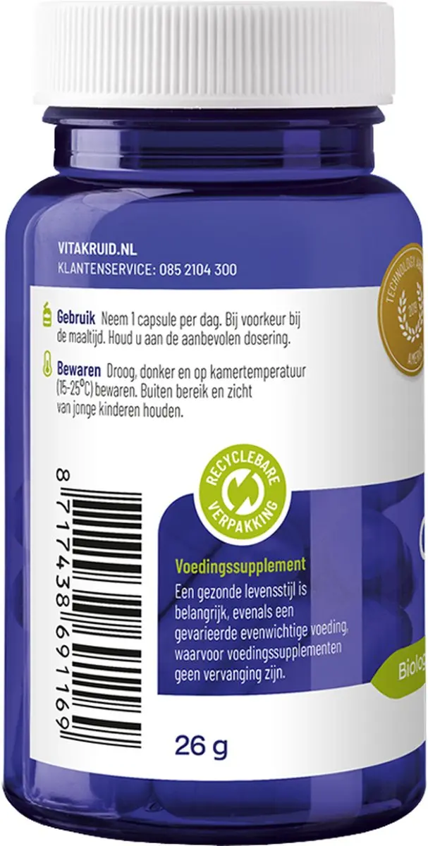 Vitakruid Q10 Ubiquinol 100mg - 90 Vegacapsules - afbeelding 6 van 6